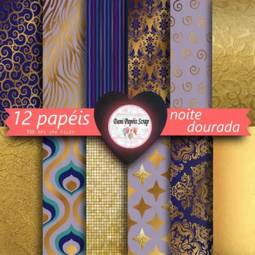 12 Papéis Digitais Noite Dourada