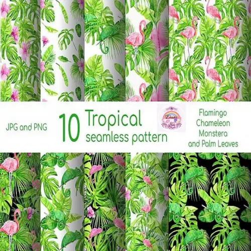 10 papéis Scrap Digital Tropical Flamingo
