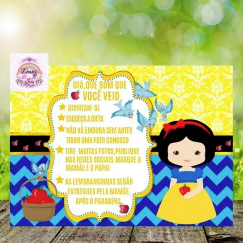 CARTÃO DIGITAL DE AGRADECIMENTO BRANCA DE NEVE CUTE.
