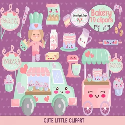 Confeitaria cute cliparts Digital