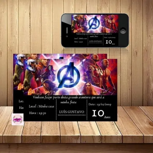 Convite Vingadores Ultimato digital