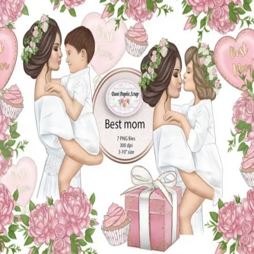 KIT 14 PAPÉIS E CLIPARTS DIGITAIS SCRAP MÃE