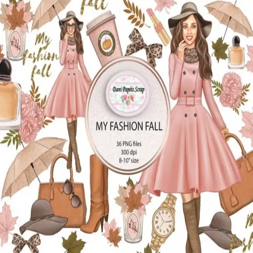 KIT 23 PAPÉIS E CLIPARTS DIGITAIS SCRAP MY FASHION FALL