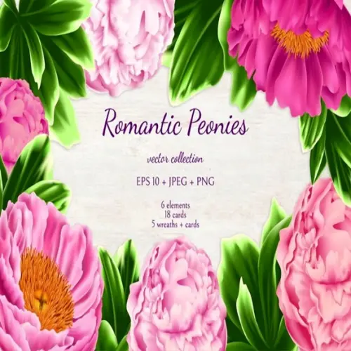 Kit de Papel Digital Scrap romantic Peonies