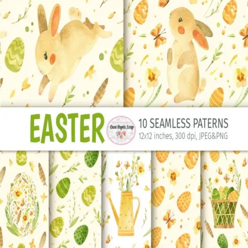 Kit Digital 10 Papéis Easter Bunny