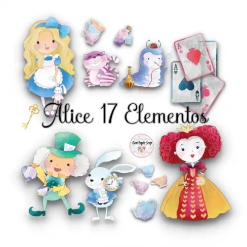 Kit Digital Alice Aquarela 17 Elementos