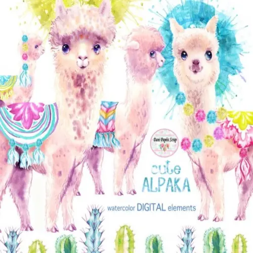 Kit Digital Alpaca Aquarela