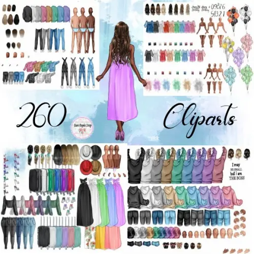 Kit Digital Bonecas 260 Cliparts