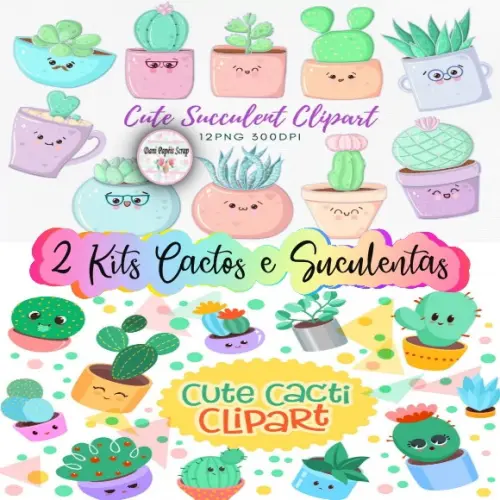 Kit Digital Cactos e Suculentas