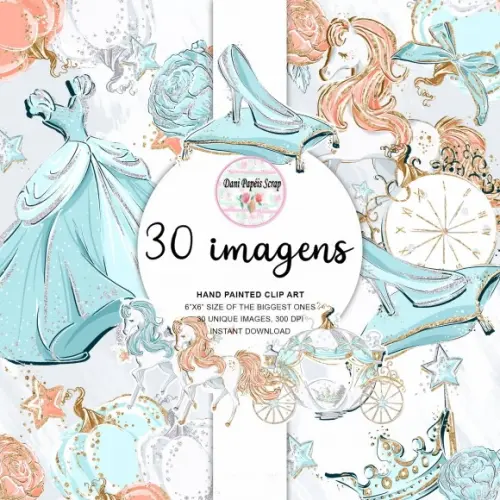 Kit Digital Cinderela 30 Imagens