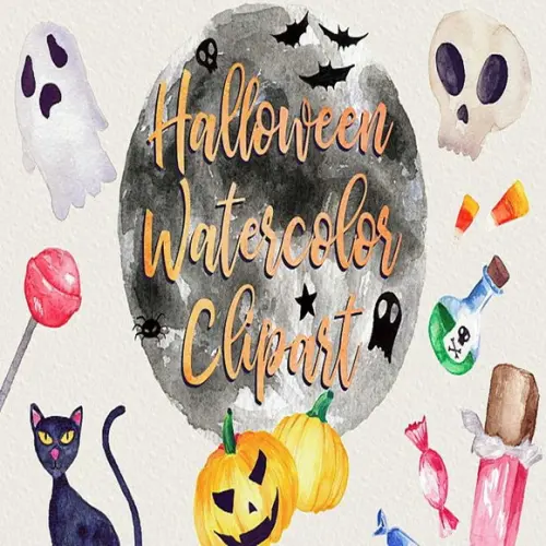 Kit Digital Clipart Aquarela Halloween