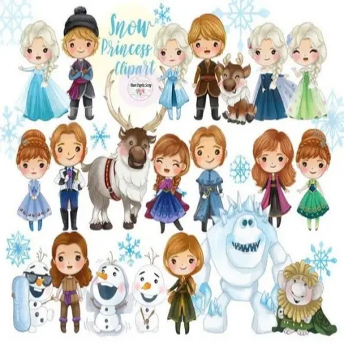 Kit Digital Clipart Cute Frozen