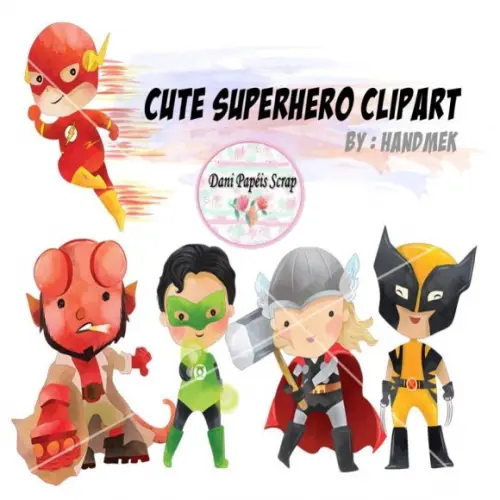 Kit Digital Cute Superhero Cliparts