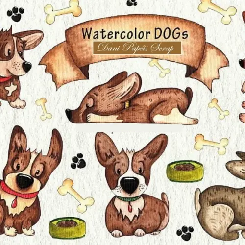 Kit Digital Dogs aquarela