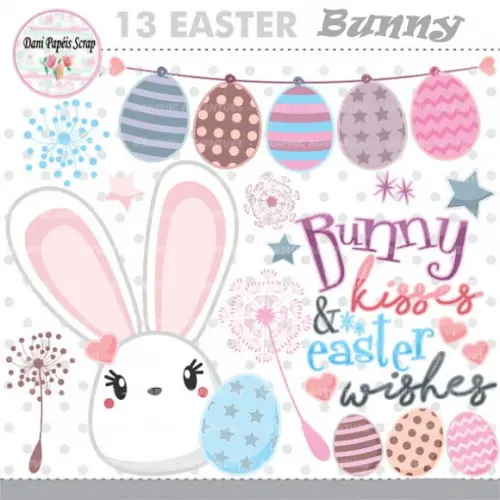 Kit Digital Easter Bunny Clipart e Papéis