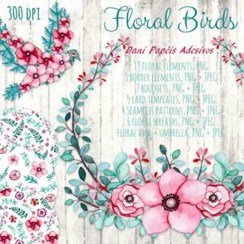 KIT DIGITAL FLORAL BIRDS