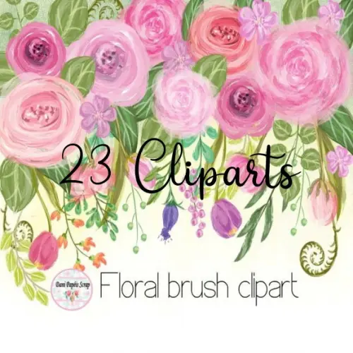 Kit Digital Floral Brush 23 Cliparts
