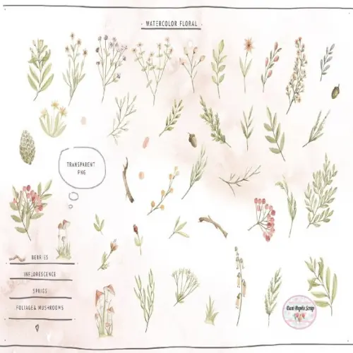 Kit Digital Floresta Baby Aquarela