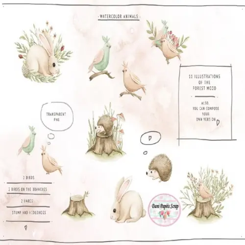 Kit Digital Floresta Baby Aquarela