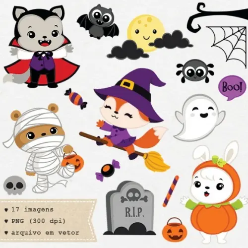 Kit Digital Halloween Vetor