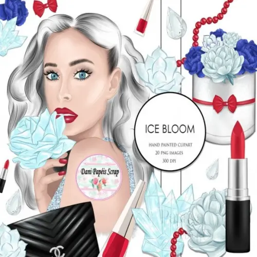 Kit Digital Ice Bloom Clipart