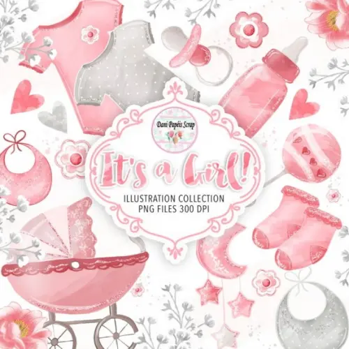 Kit Digital Its a Girl Rosa