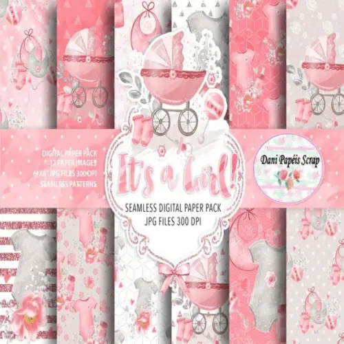 Kit Digital Its a Girl Rosa
