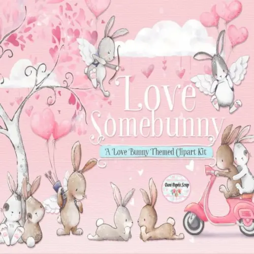 Kit Digital Lovely Somebuny Clipart Aquarela