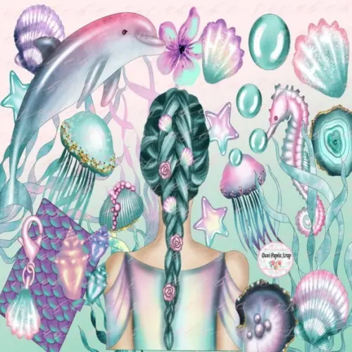 Kit Digital Ocean Muse Clipart e Papéis