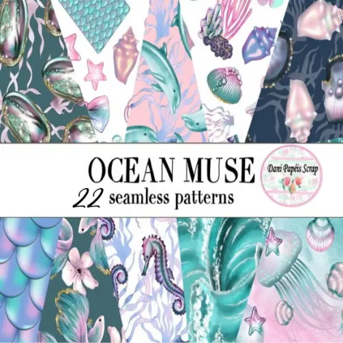 Kit Digital Ocean Muse Clipart e Papéis