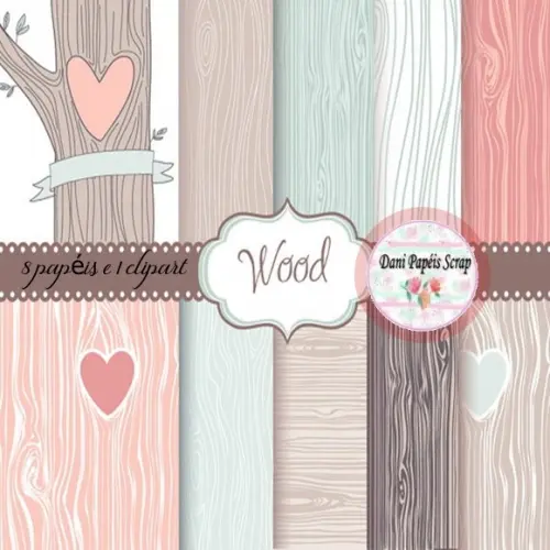 Kit Digital Papéis Scrap Madeira Wood