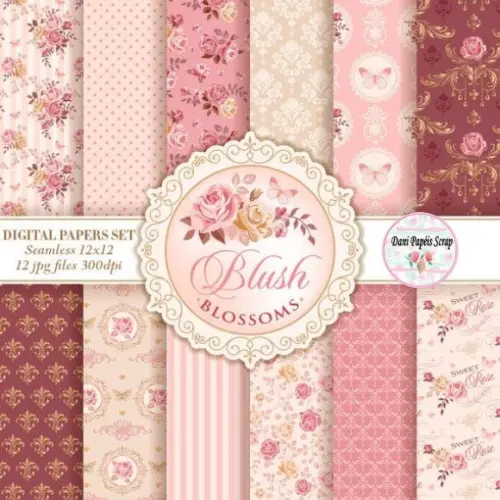 Kit Digital Papel Blush Blossoms