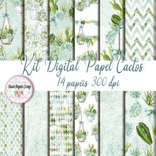 Kit Digital Papel Cactos
