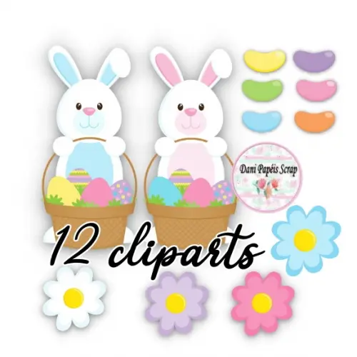 Kit Digital Papel Clipart Amor de Coelhinho