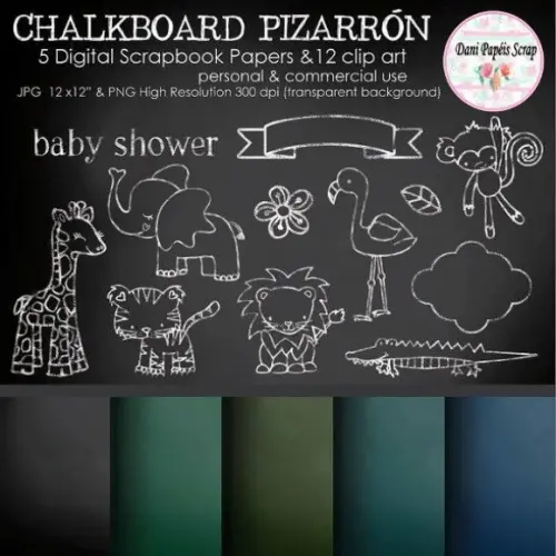 Kit Digital Papel Chalkboard Baby