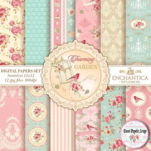Kit Digital Papel Charming Gardem