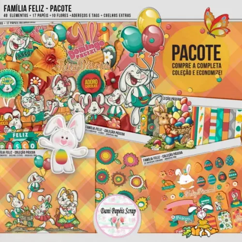 Kit Digital Papel Clipart Páscoa Feliz