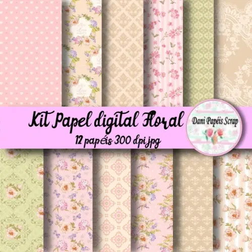 Kit Digital Papel Floral