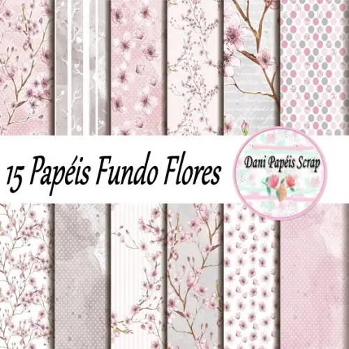 Kit Digital Papel Fundo de Flores