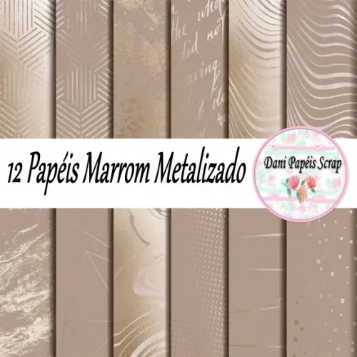 Kit Digital Papel Marrom Metalizado