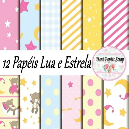 Kit Digital Papel Lua e Estrela