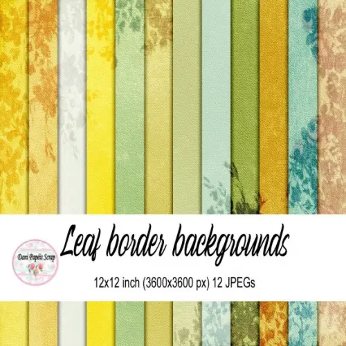 Kit Digital Papel Leaf Border Backgrounds