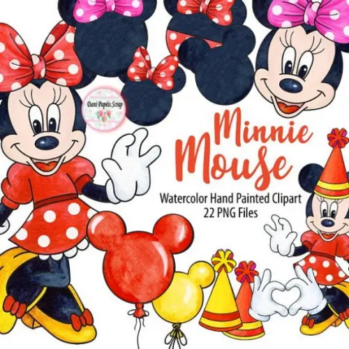 Kit Digital Papel Minni e Mouse Cliparts