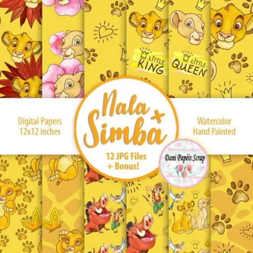 Kit Digital Papel Nala e Simba