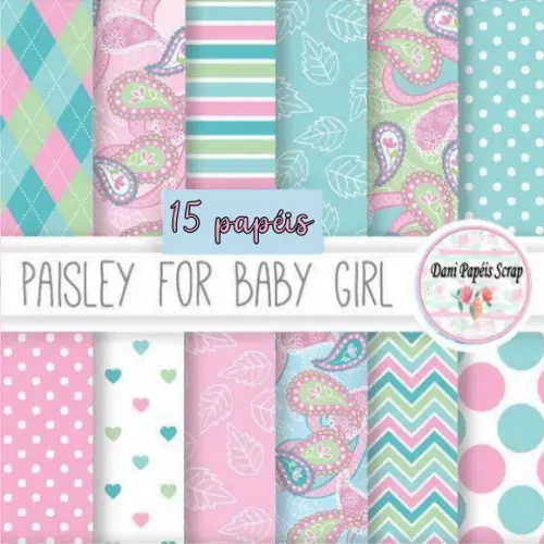 Kit Digital Papel Paisley For Baby Girl