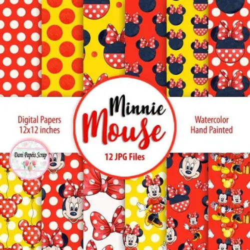 Kit Digital Papel Minni e Mouse Cliparts