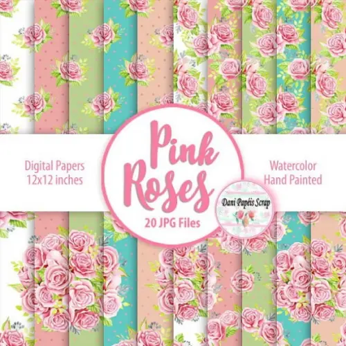 Kit Digital Papel Pink Roses