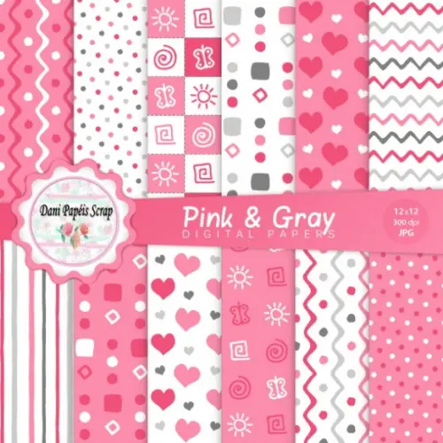 Kit Digital Papel Pink & Gray