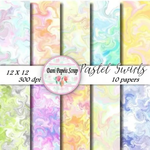 Kit Digital Papel Pastel Swirls