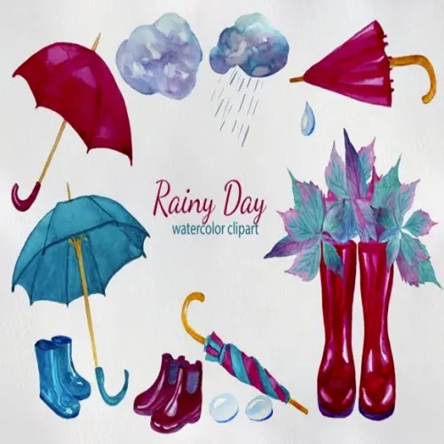 Kit Digital Papel Scrapbook Rainy Day Elementos/Cliparts